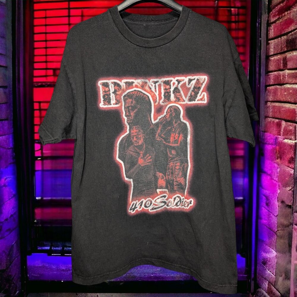 Binkz 410 Soldier Rap Tee Bootleg Style Black T-Shirt Hip Hop Streetwear
